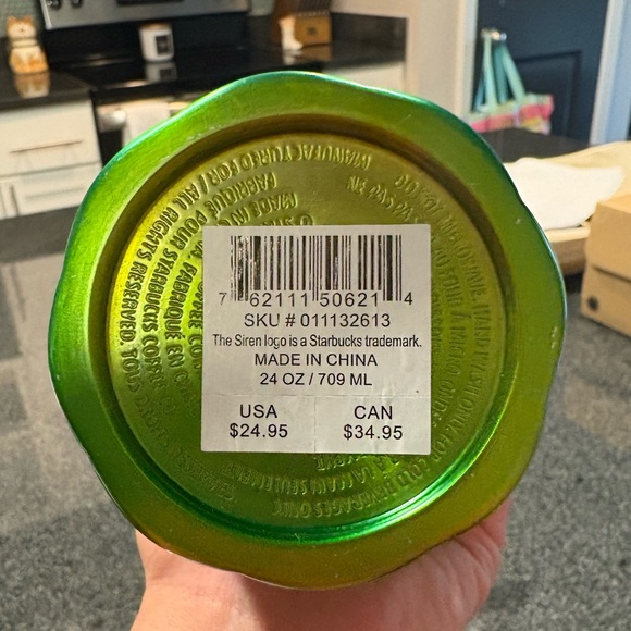 NWT STARBUCKS LIME SPECKLE STAINLESS STEEL COLD CUP VENTI - Picture 3 of 3